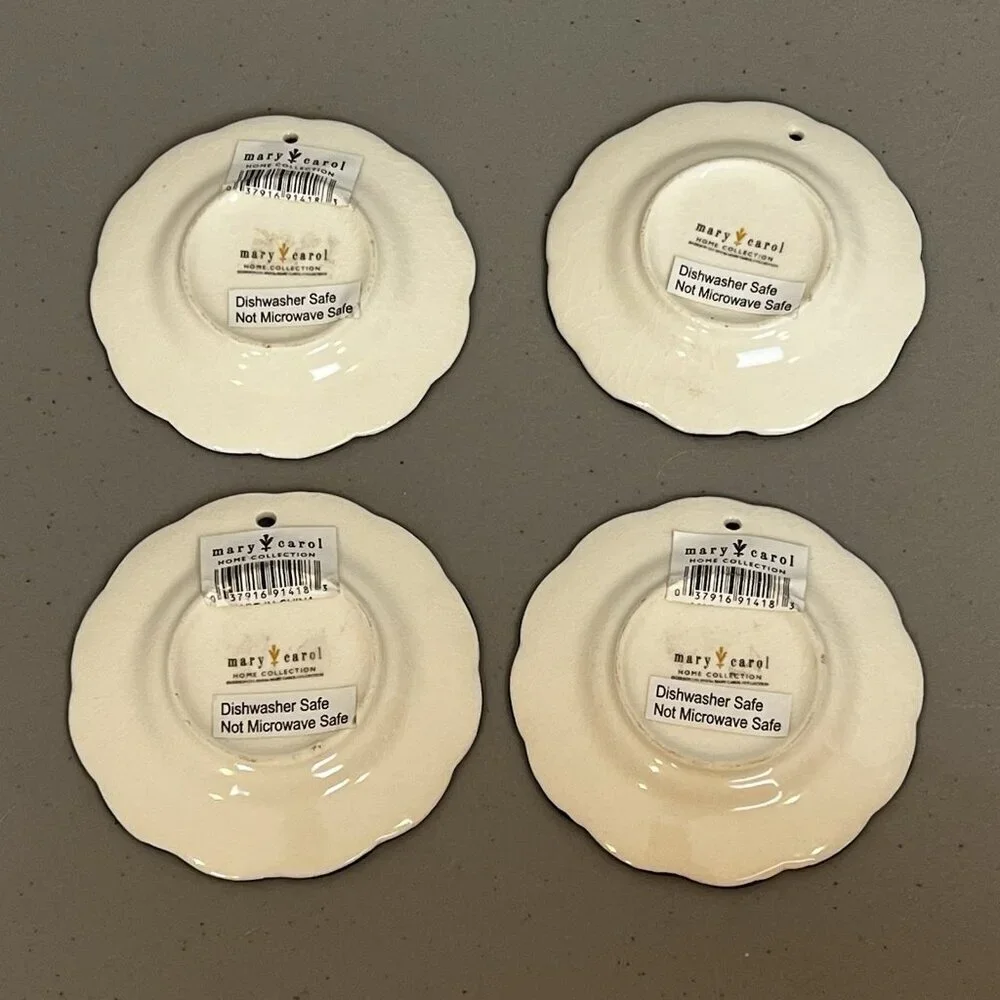 Set 4 Mary Carol Home Collection Mini Bird Plate Ornaments 3.5”